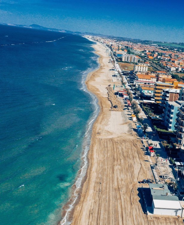 High angle view of beach against sky